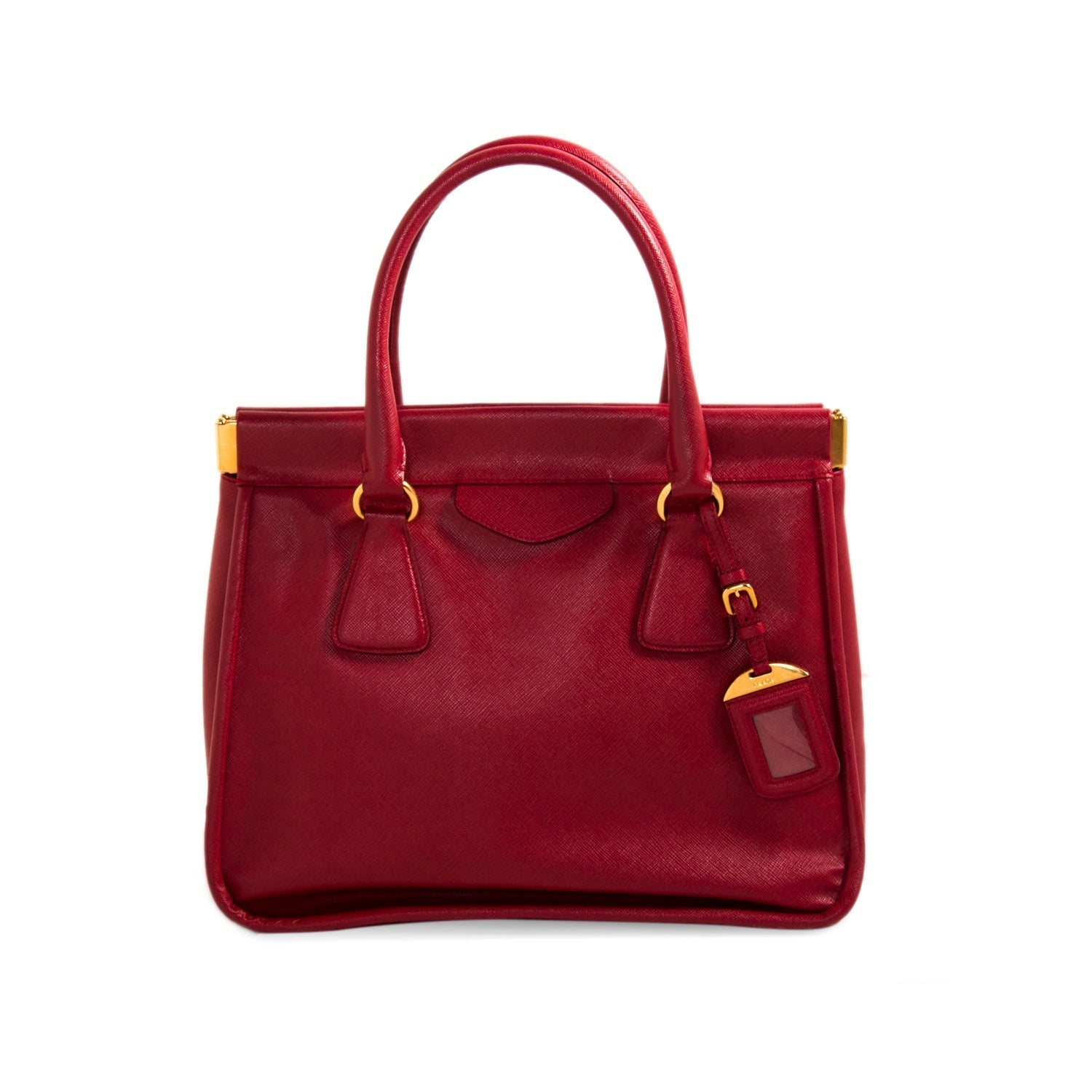 Prada Saffiano Lux Double Handle Tote Bag - Bags