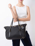 Prada Tessuto Nylon Saffiano Leather Black Top Zip Tote Bag - Handbags
