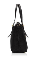 Prada Tessuto Nylon Saffiano Leather Black Top Zip Tote Bag - Handbags - 2