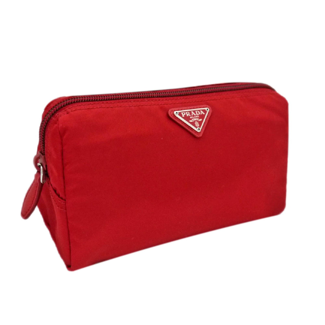Prada Tessuto Rosso Red Nylon Large Costmetic Case Clutch Bag - Handbags