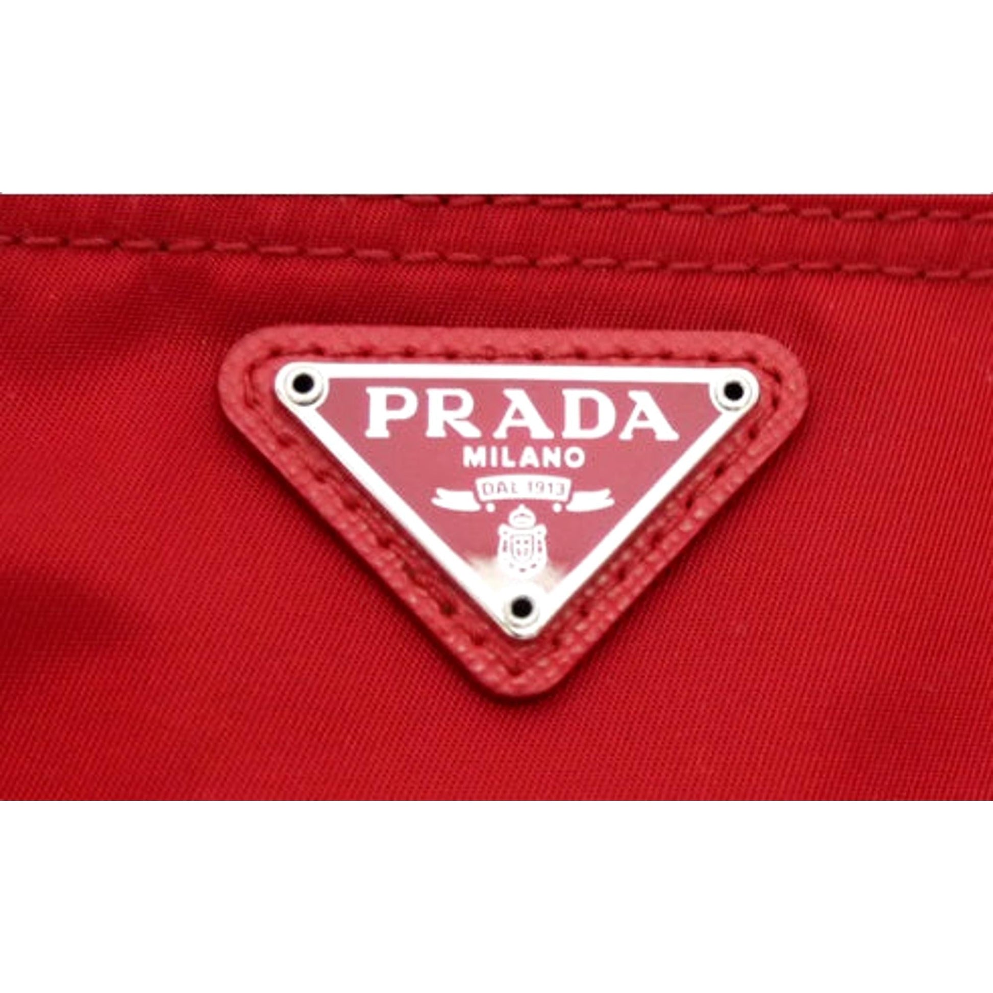 Prada Tessuto Rosso Red Nylon Large Costmetic Case Clutch Bag - Handbags - 6