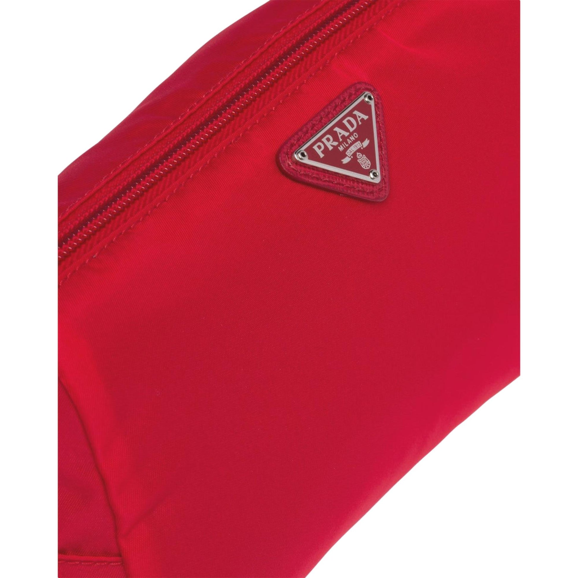 Prada Tessuto Rosso Red Nylon Large Costmetic Case Clutch Bag - Handbags - 4