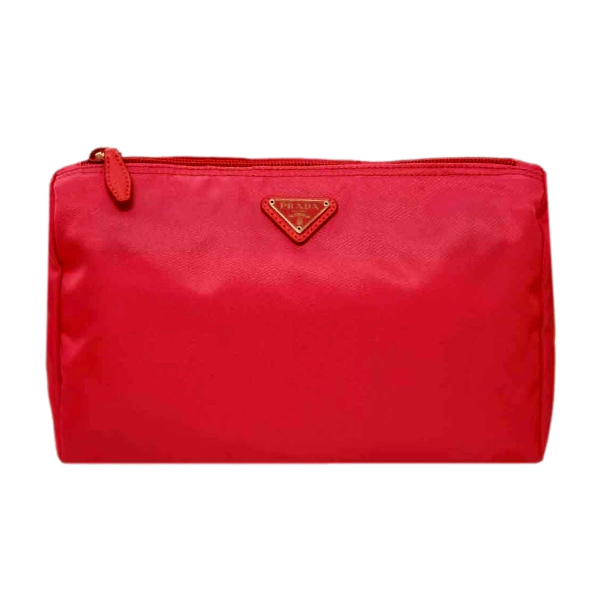 Prada Tessuto Rosso Red Nylon Large Costmetic Case Clutch Bag - Handbags - 9