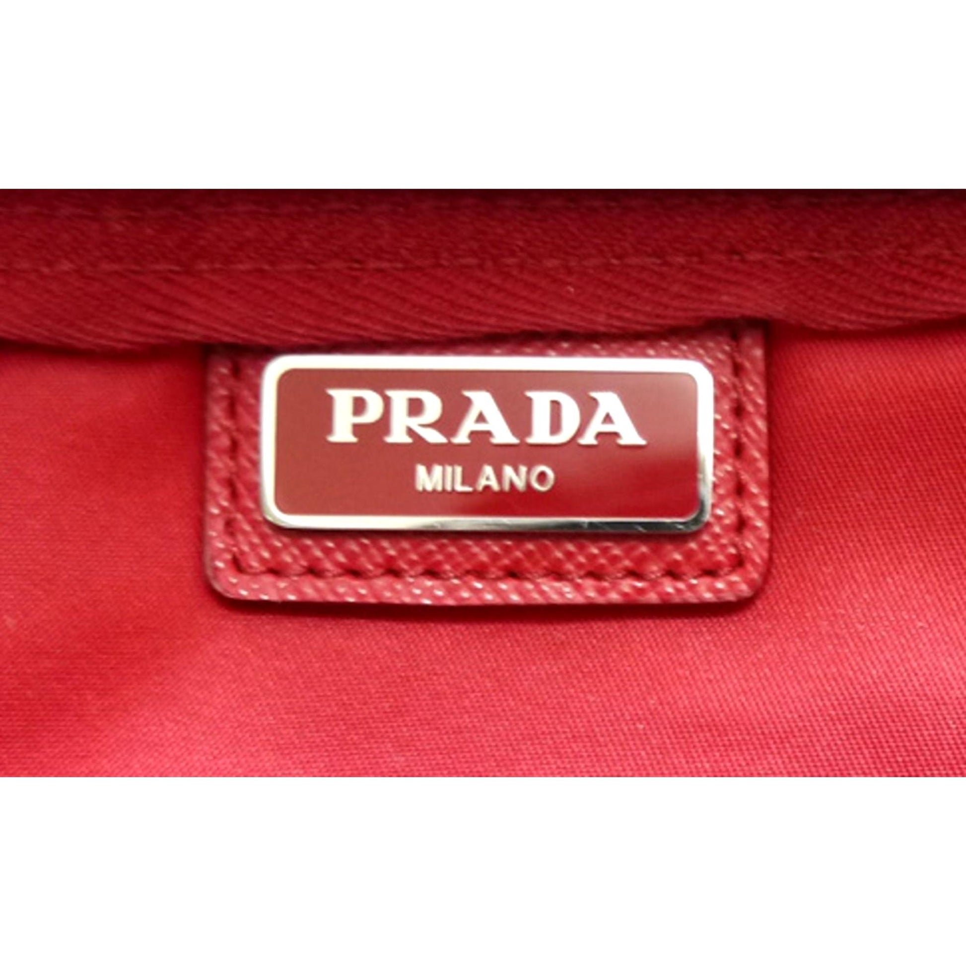 Prada Tessuto Rosso Red Nylon Large Costmetic Case Clutch Bag - Handbags - 7