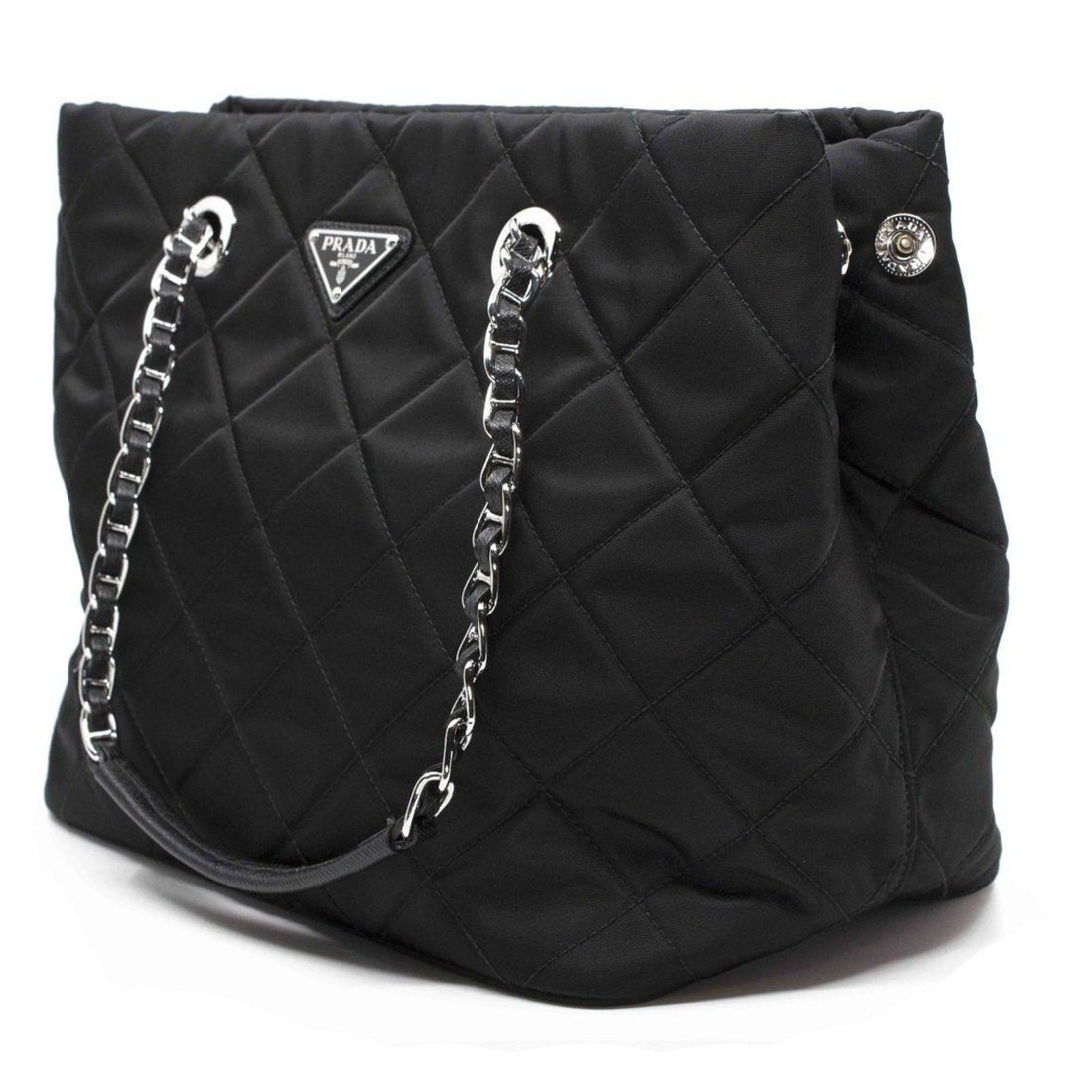 Prada Black Quilted Tessuto Chain Shoulder Bag Tote - Handbags