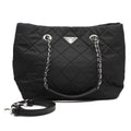 Prada Black Quilted Tessuto Chain Shoulder Bag Tote - Handbags