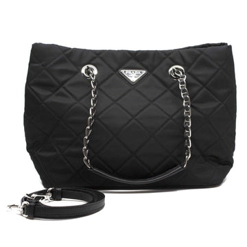Prada Black Quilted Tessuto Chain Shoulder Bag Tote - Handbags