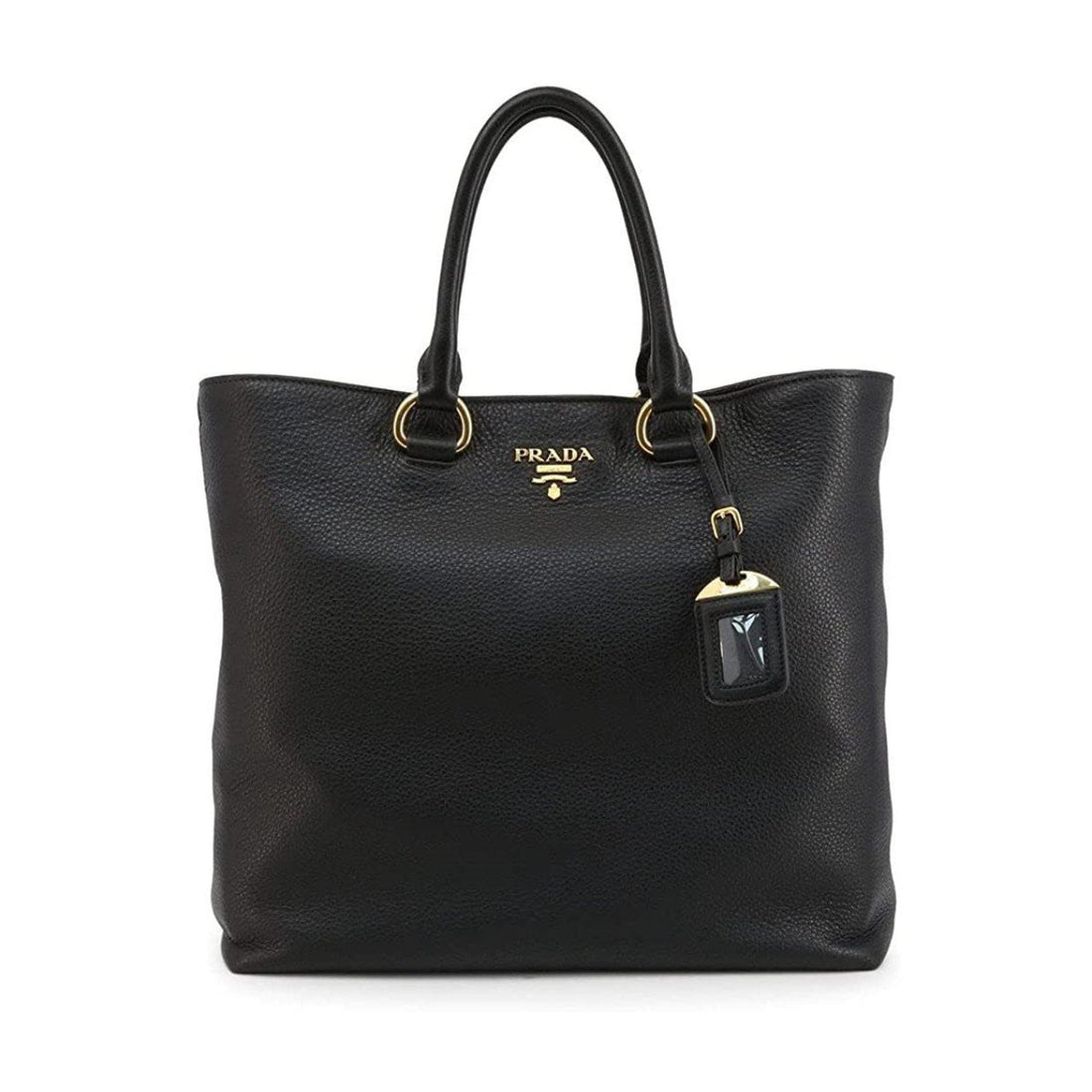 Prada Black Vitello Phenix Leather Shopping Tote Bag - Handbags