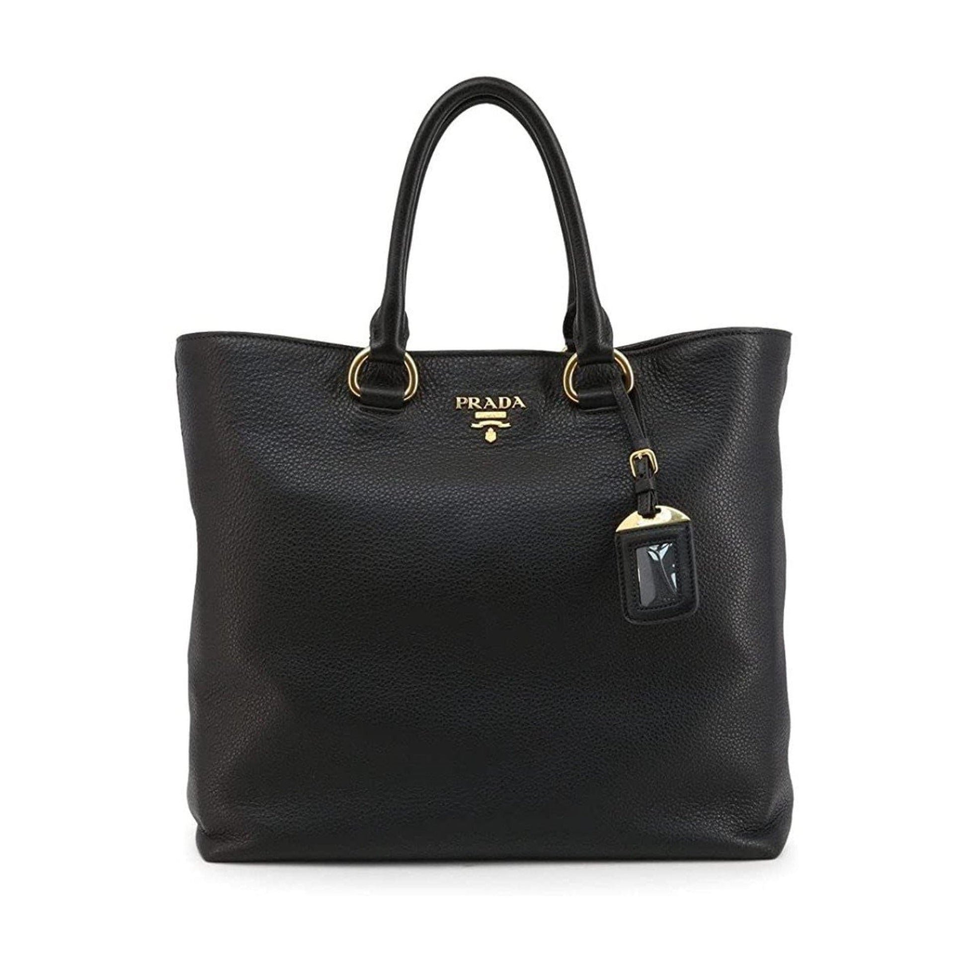Prada Black Vitello Phenix Leather Shopping Tote Bag - Handbags - 2