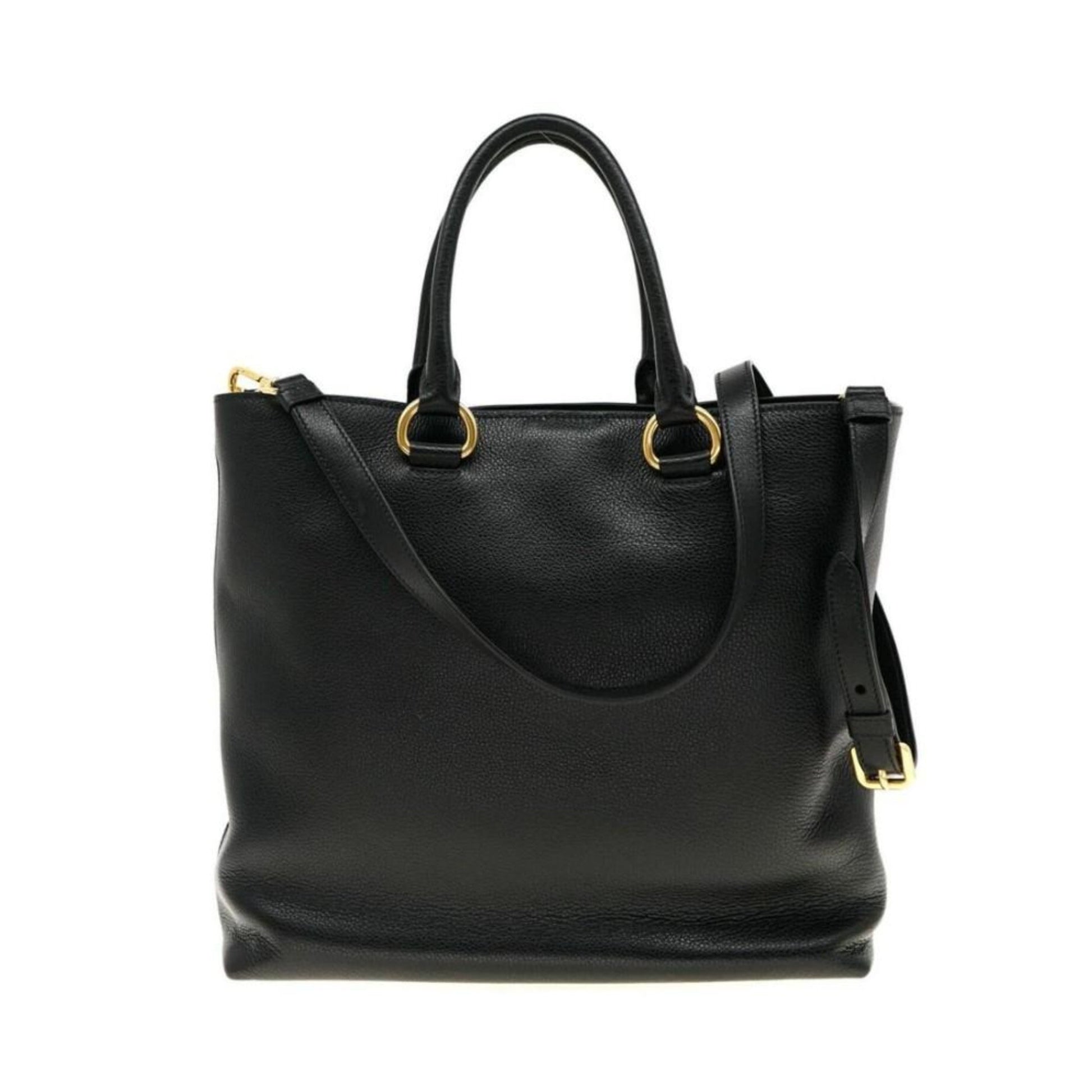Prada Black Vitello Phenix Leather Shopping Tote Bag - Handbags - 4