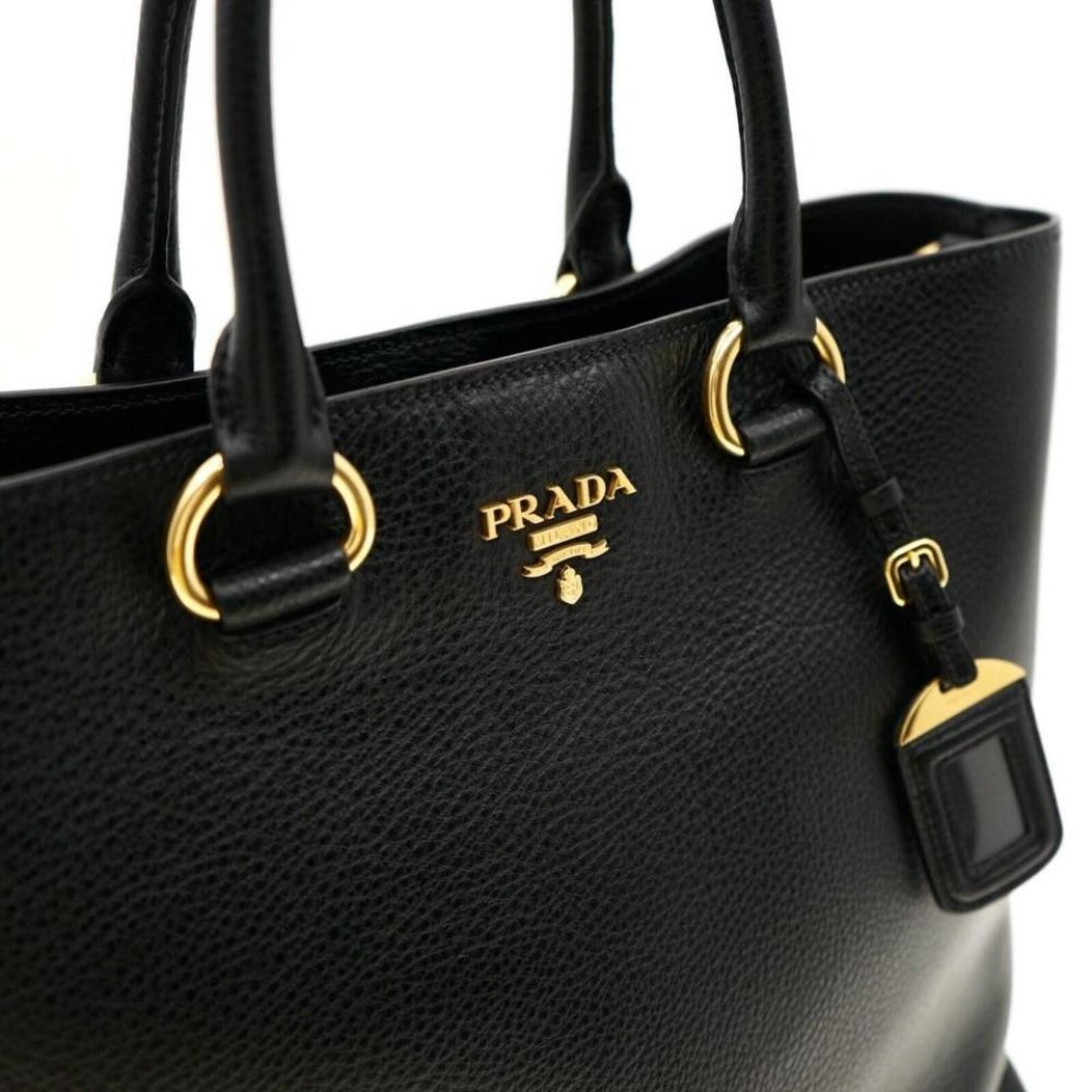 Prada Black Vitello Phenix Leather Shopping Tote Bag - Handbags - 10