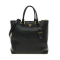 Prada Black Vitello Phenix Leather Shopping Tote Bag - Handbags