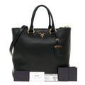 Prada Black Vitello Phenix Leather Shopping Tote Bag - Handbags - 6