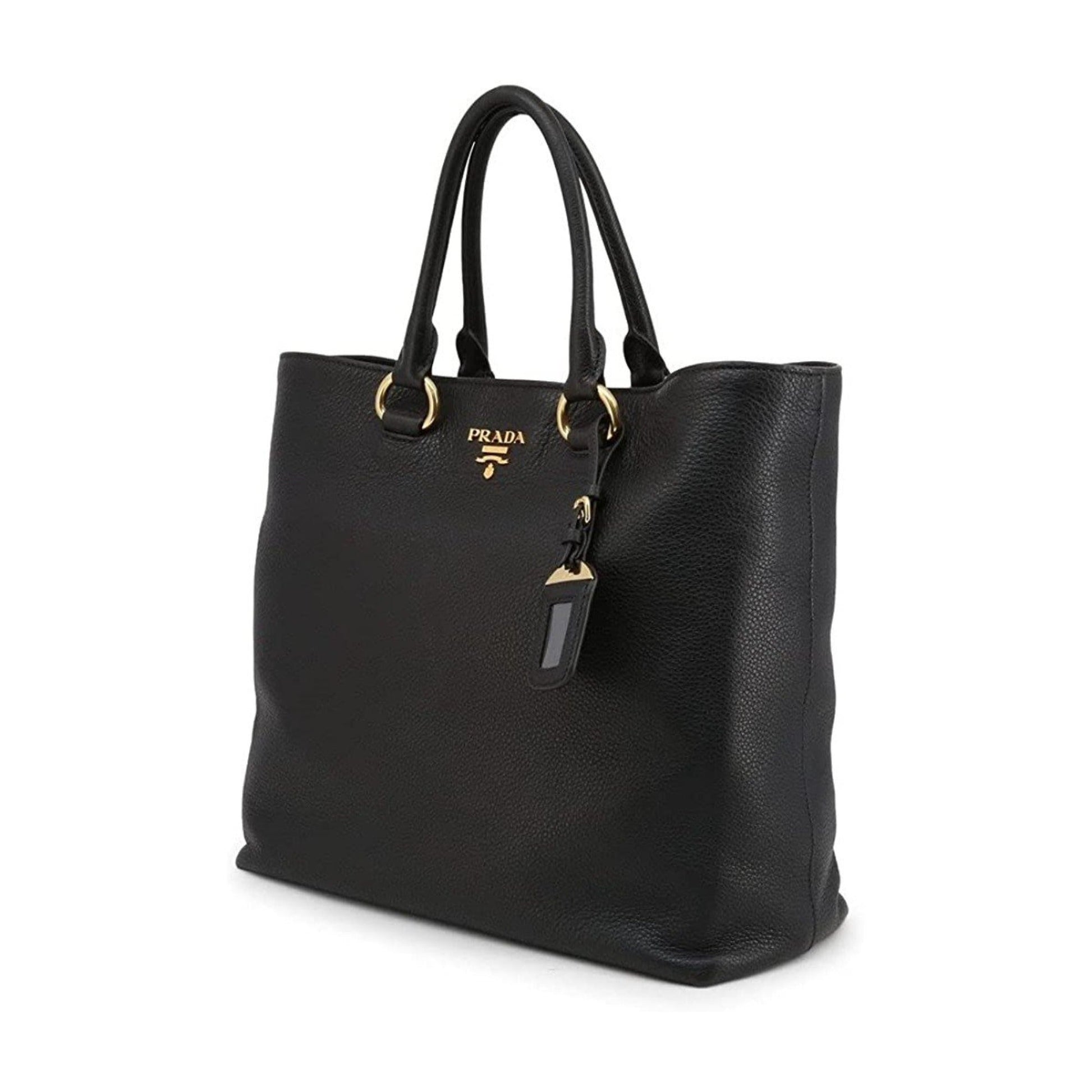 Prada Black Vitello Phenix Leather Shopping Tote Bag - Handbags - 5