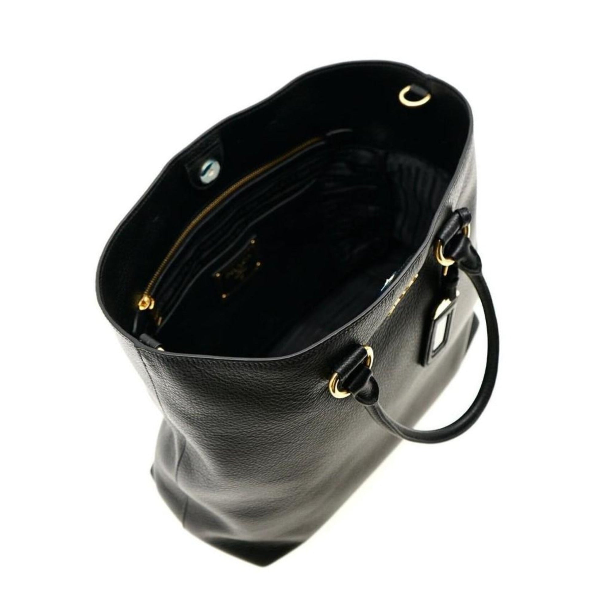 Prada Black Vitello Phenix Leather Shopping Tote Bag - Handbags - 8