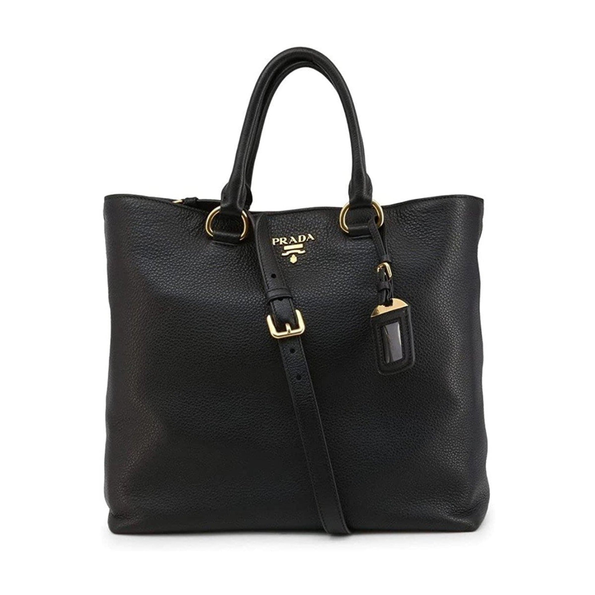 Prada Black Vitello Phenix Leather Shopping Tote Bag - Handbags - 12