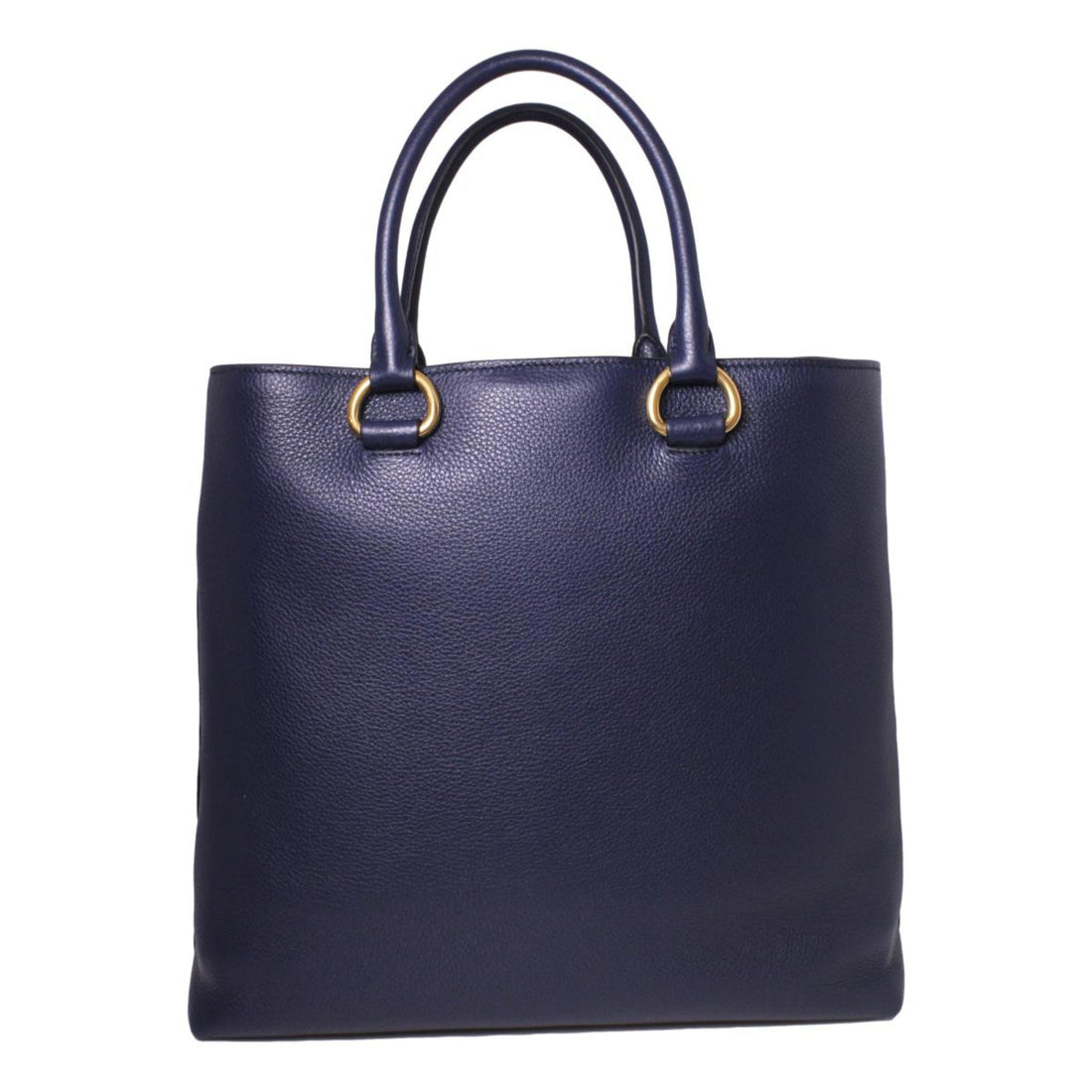 Prada Navy Blue Vitello Phenix Leather Shopping Tote - Handbags