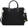 Prada Black Tessuto Nylon Calf Leather Trim Satchel Tote Bag - Handbags - 2
