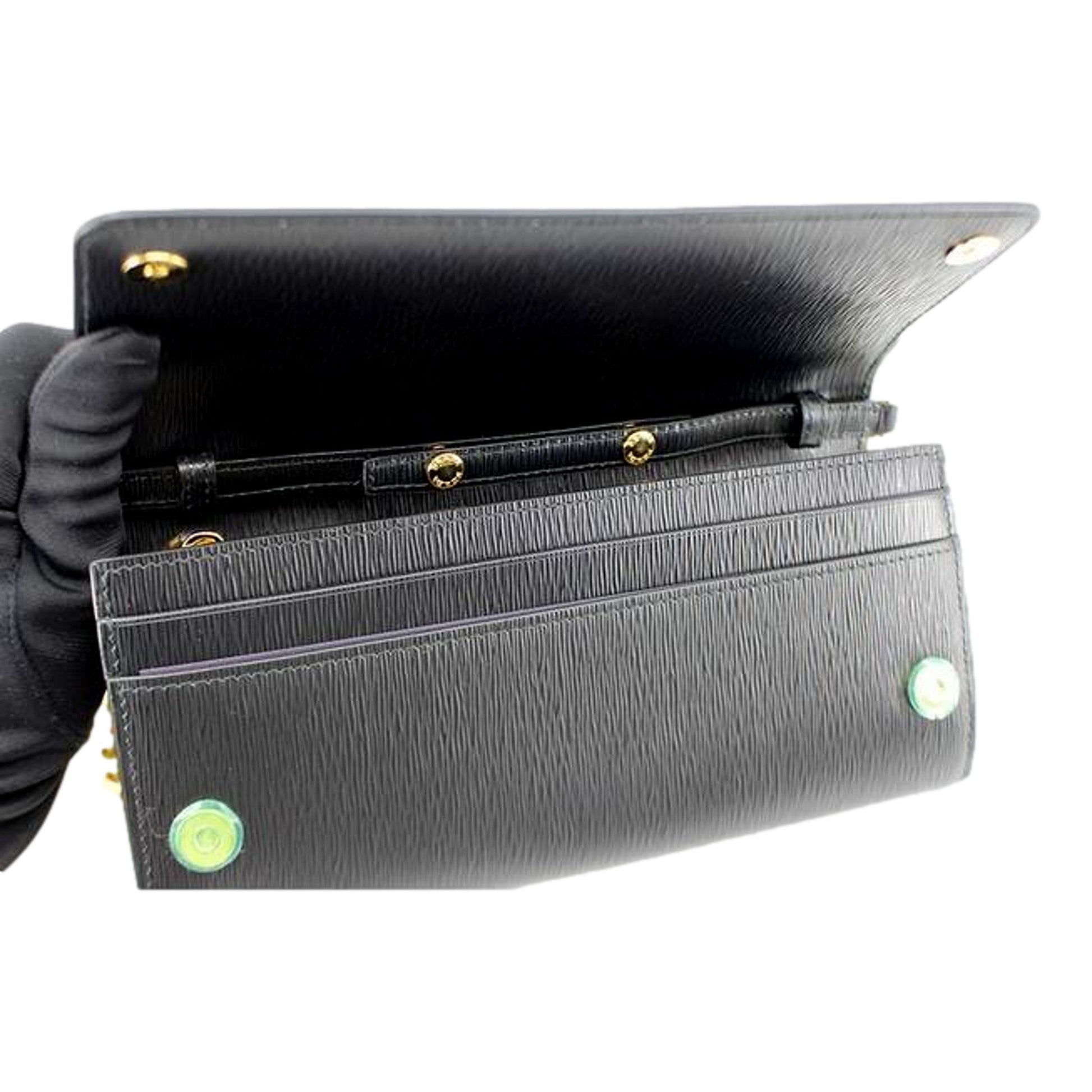 Prada Black Vitello Move Leather Chain Crossbody Wallet Clutch - Handbags - 4
