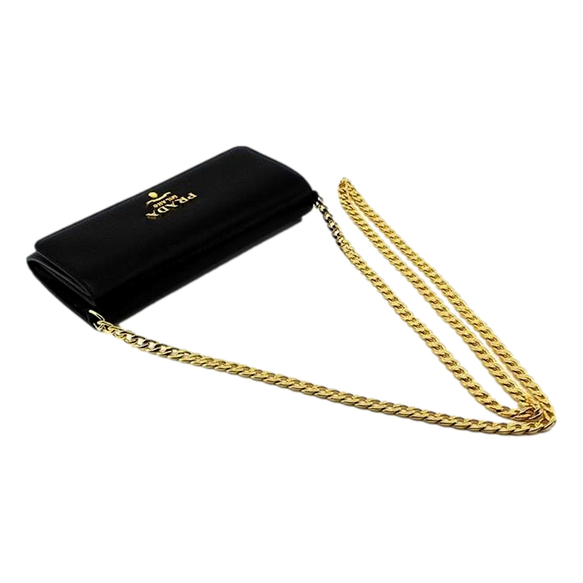 Prada Black Vitello Move Leather Chain Crossbody Wallet Clutch - Handbags - 5