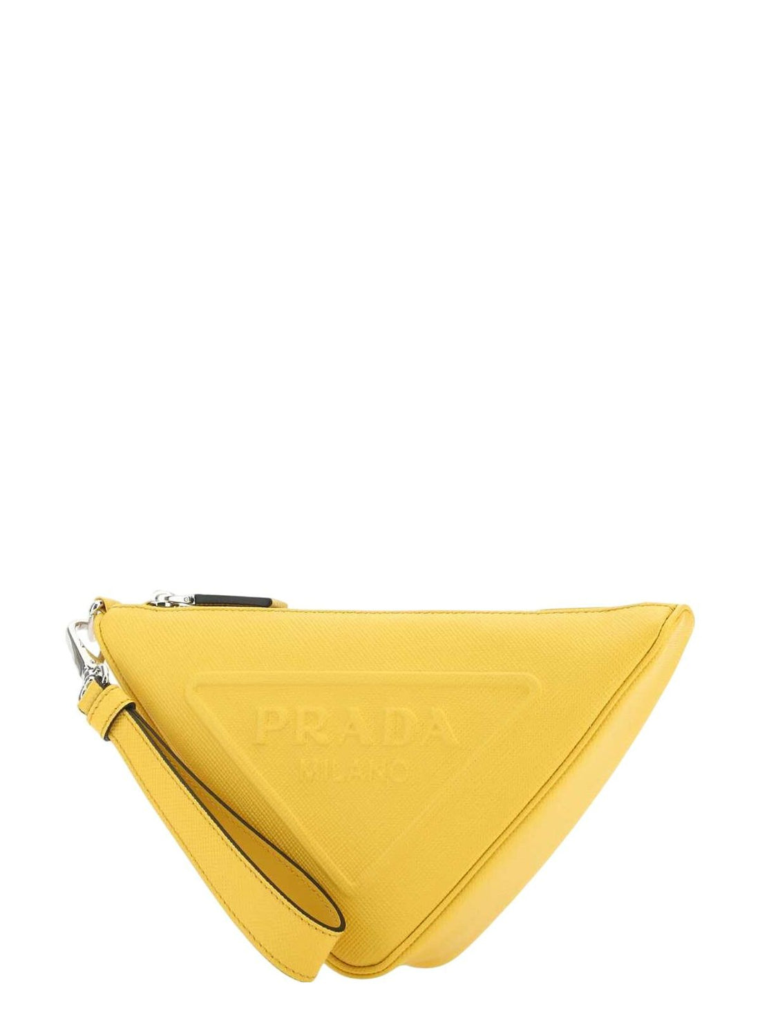 YELLOW LEATHER TRIANGLE CLUTCH - BAGS
