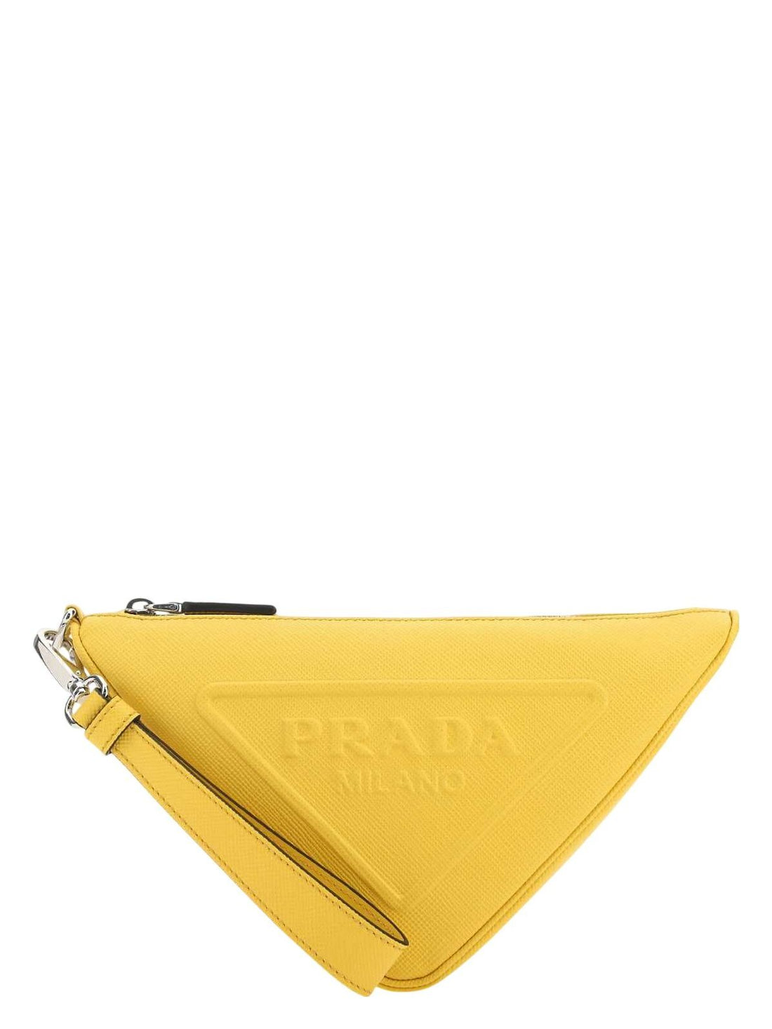 YELLOW LEATHER TRIANGLE CLUTCH - BAGS