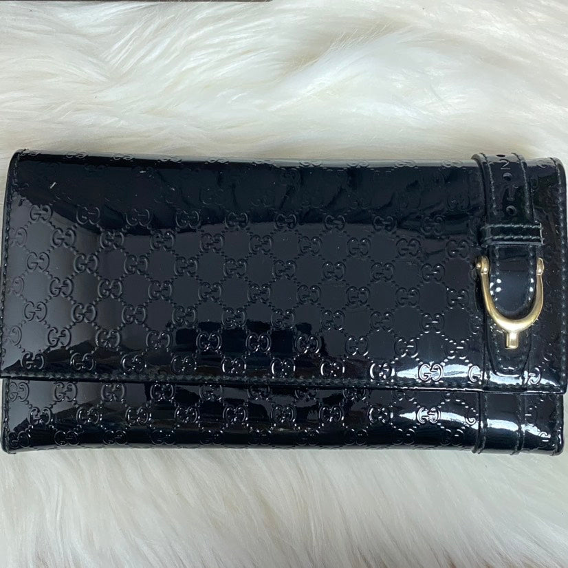 Gucci GG Black Patent Leather Clutch Bag - Handbag & Wallet Accessories