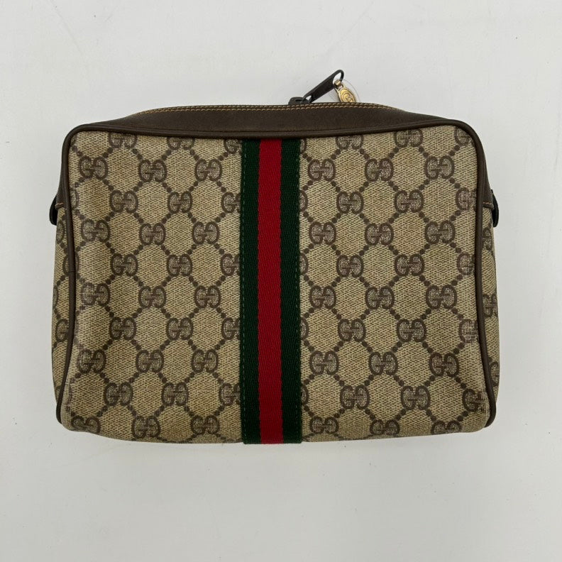 Gucci Beige GG Canvas Stripe Clutch Wristlet Small Morandi - HandBags