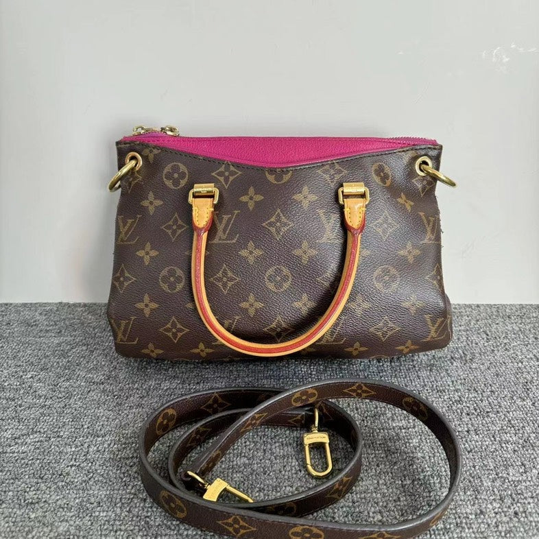 Louis Vuitton Monogram Pallas Brown Pink Canvas Tote Bag Medium - Handbags