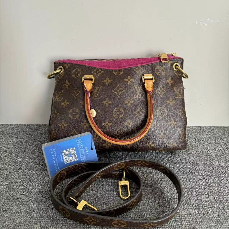 Louis Vuitton Monogram Pallas Brown Pink Canvas Tote Bag Medium - Handbags
