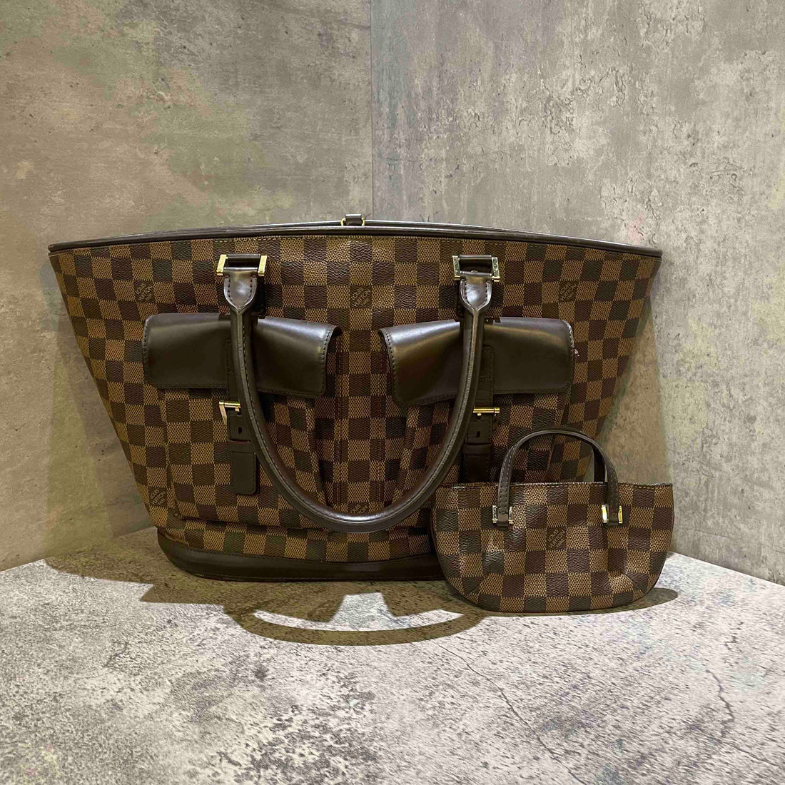 Louis Vuitton Damier Ebene Canvas Tote Bag Large - Handbags