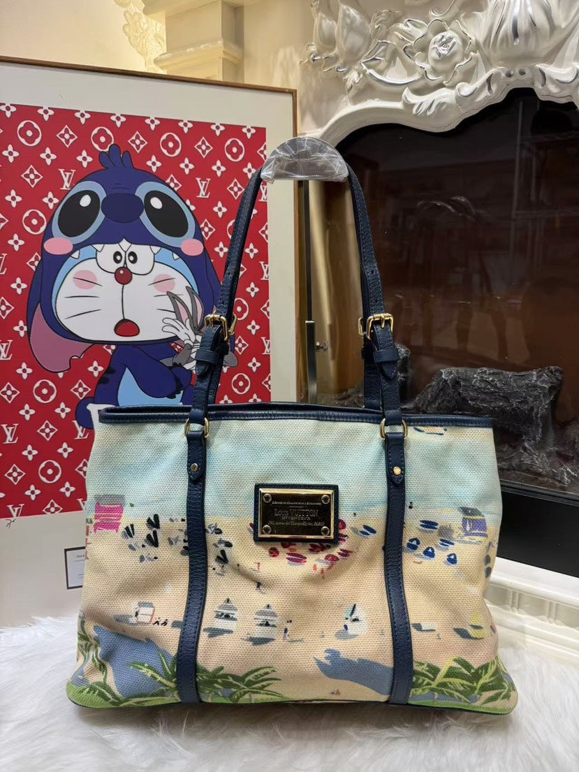 Louis Vuitton Cabas Blue Canvas Tote Bag Medium - Handbags