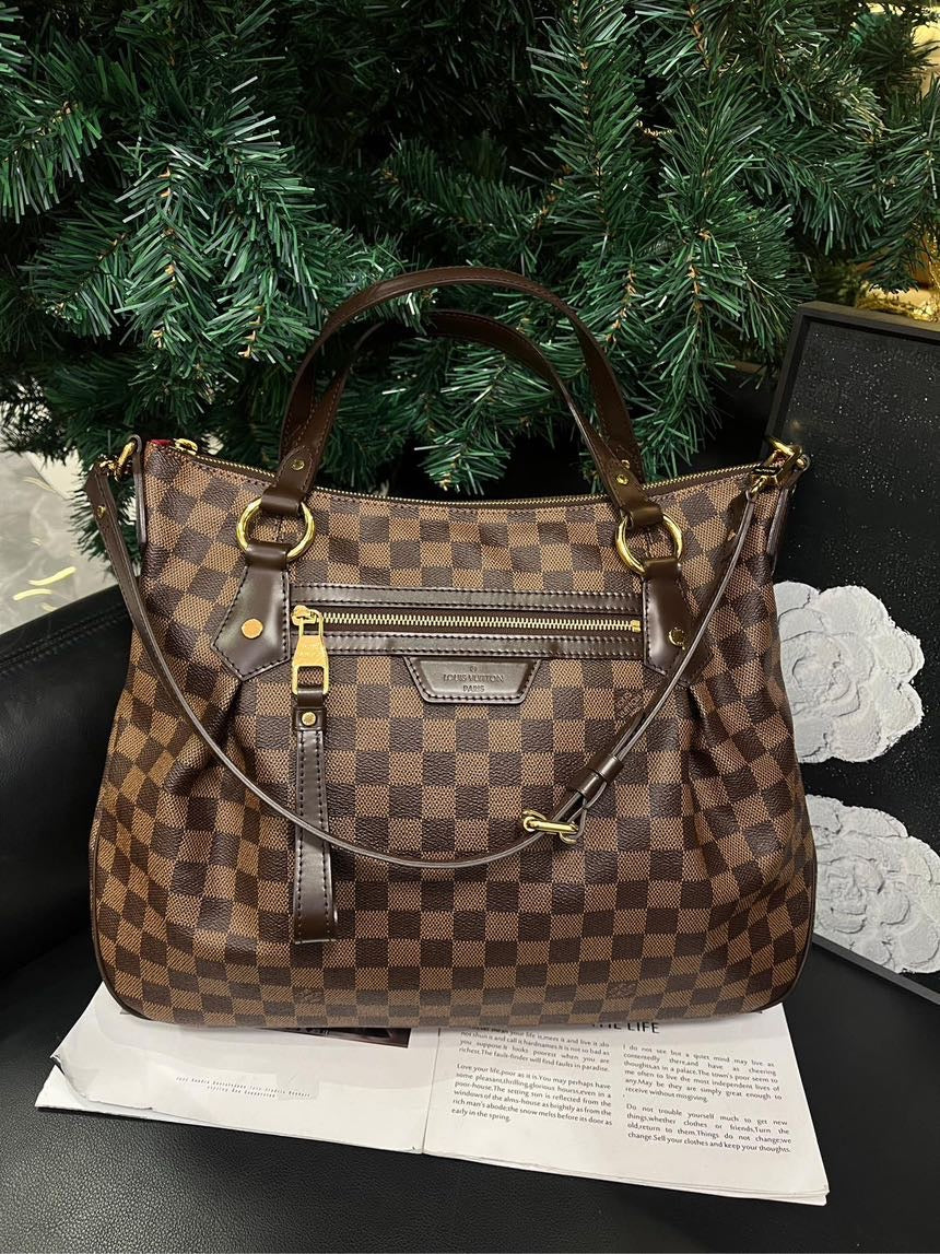 Louis Vuitton Evora Brown Checkerboard Tote Shoulder Bag Medium - Handbags