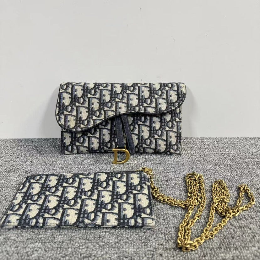 Dior Oblique Saddle Blue Clutch Bag - Handbags, Wallets & Cases - 4