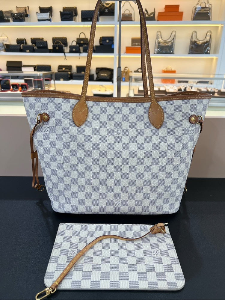 Louis Vuitton Neverfull Damier MM White Tote Bag - Handbags