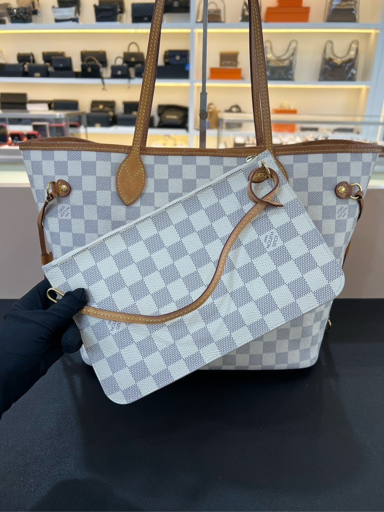 Louis Vuitton Neverfull Damier MM White Tote Bag - Handbags - 6