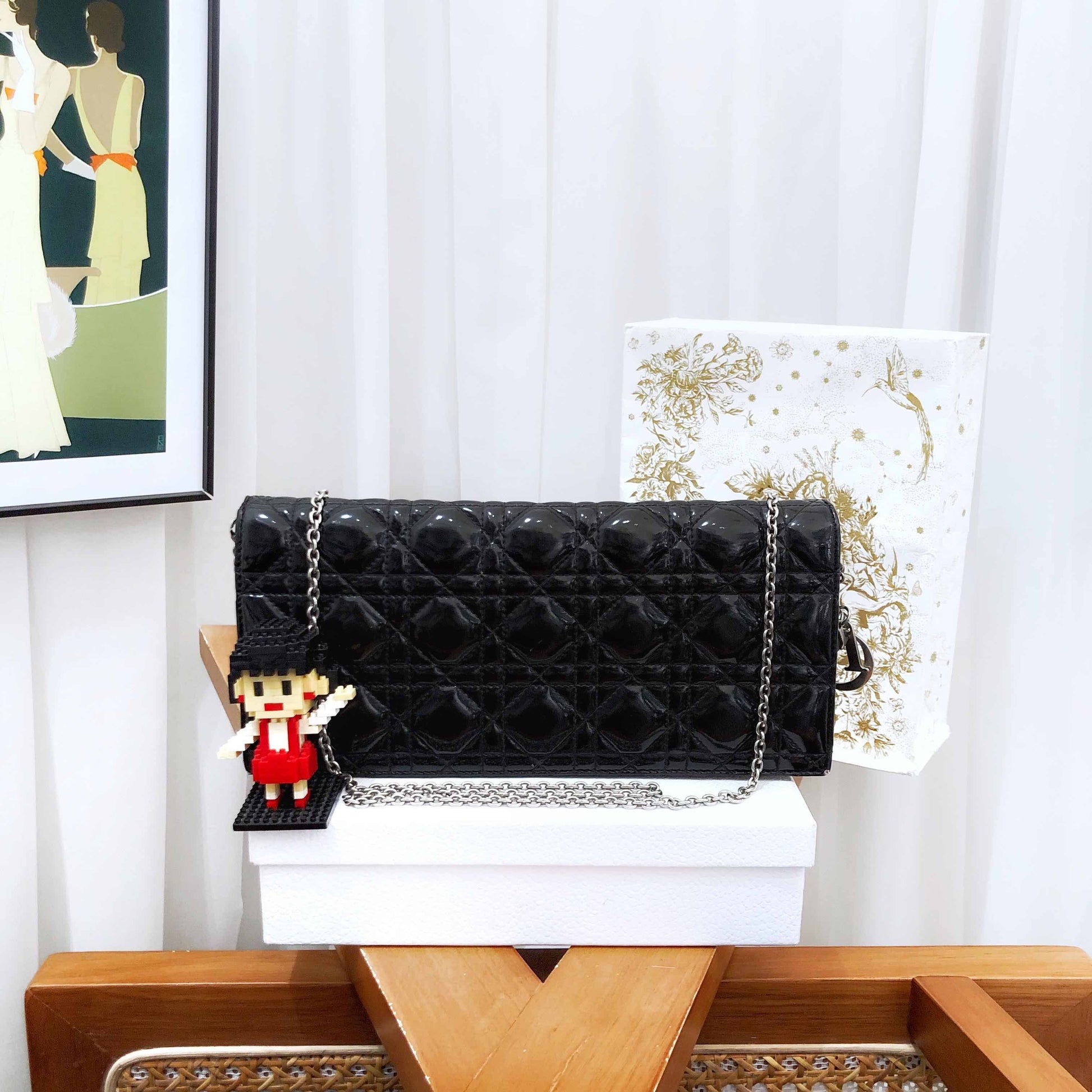 Preloved Dior Lady Dior Wallet on Chain Black Patent Leather Clutch - Handbags, Wallets & Cases - 6