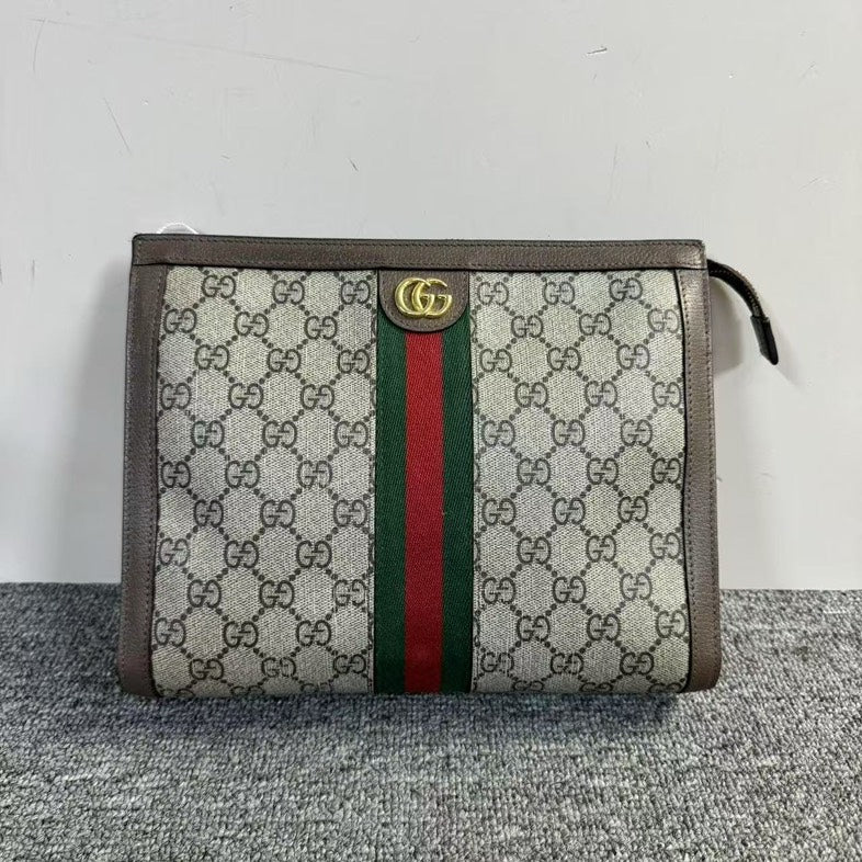 Gucci Ophidia GG Supreme Canvas Beige Clutch - Handbag & Wallet Accessories