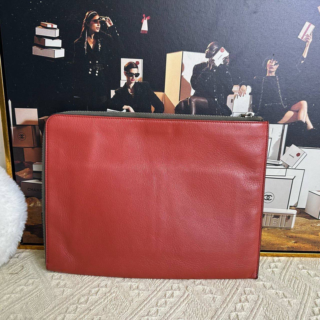 Fendi  Bug Eyes Clutch in Grey Leather - Handbags, Wallets & Cases