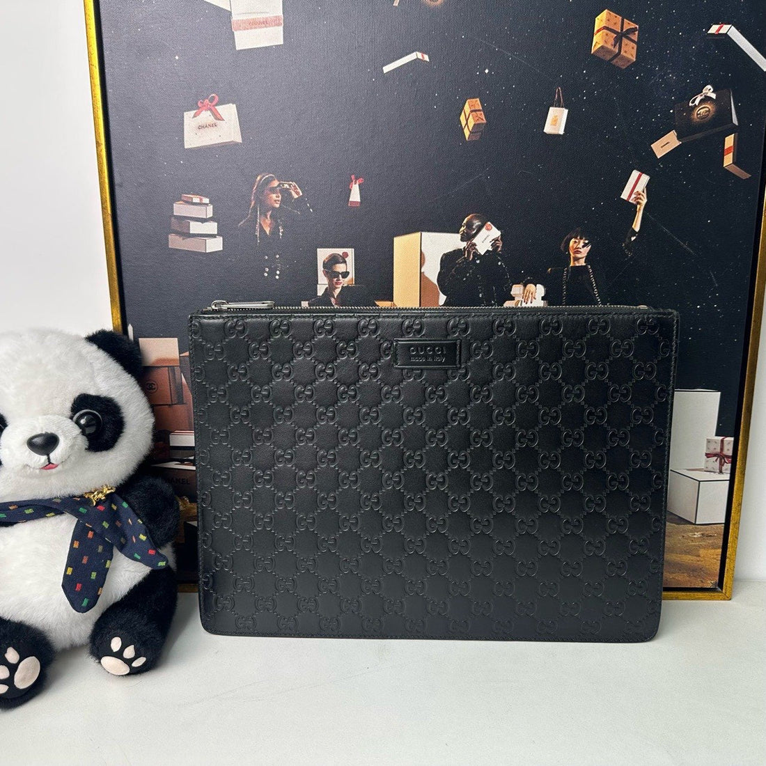 Gucci GG Imprimé Black Leather Clutch -  Designer Bag (11623468) - Handbag & Wallet Accessories