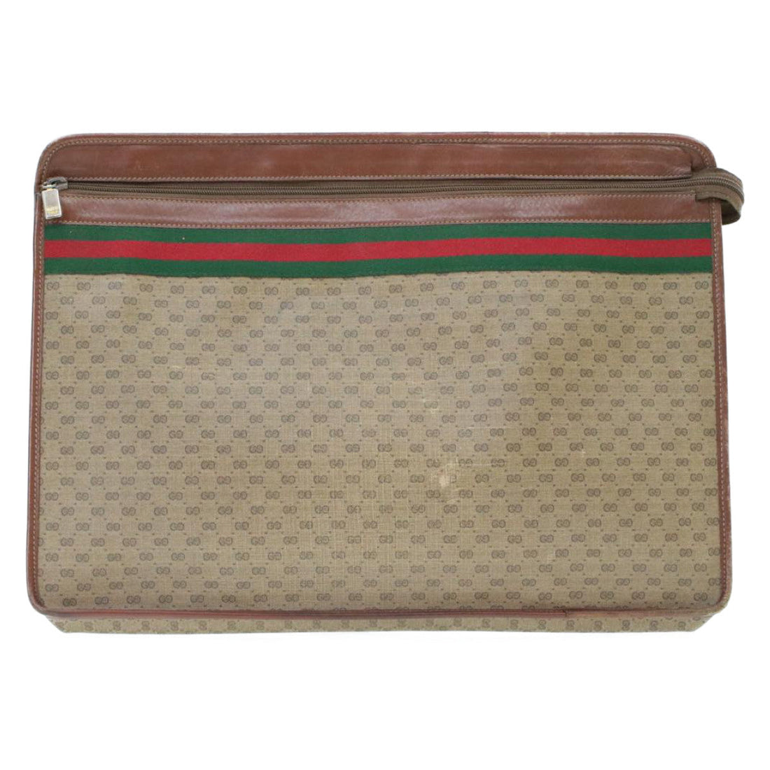 GUCCI Web Sherry Line Micro GG Canvas Clutch Bag Beige Red Green  rd390 - Gucci