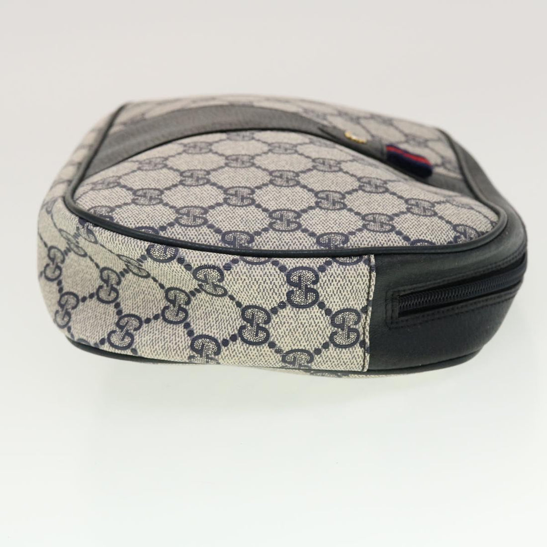 GUCCI GG Canvas Sherry Line Clutch Bag Gray Red Navy 89.01.034  rd5207 - Gucci
