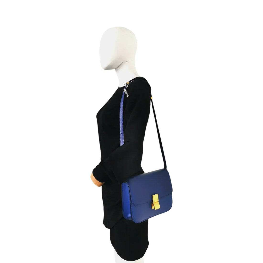 Celine Classic Medium Blue Box Leather Gold - Crossbodytaschen