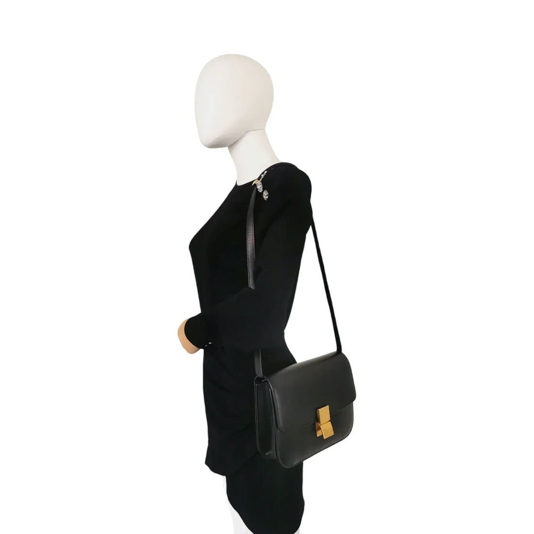 Celine Classic Medium Black Box Calfskin - Schultertaschen