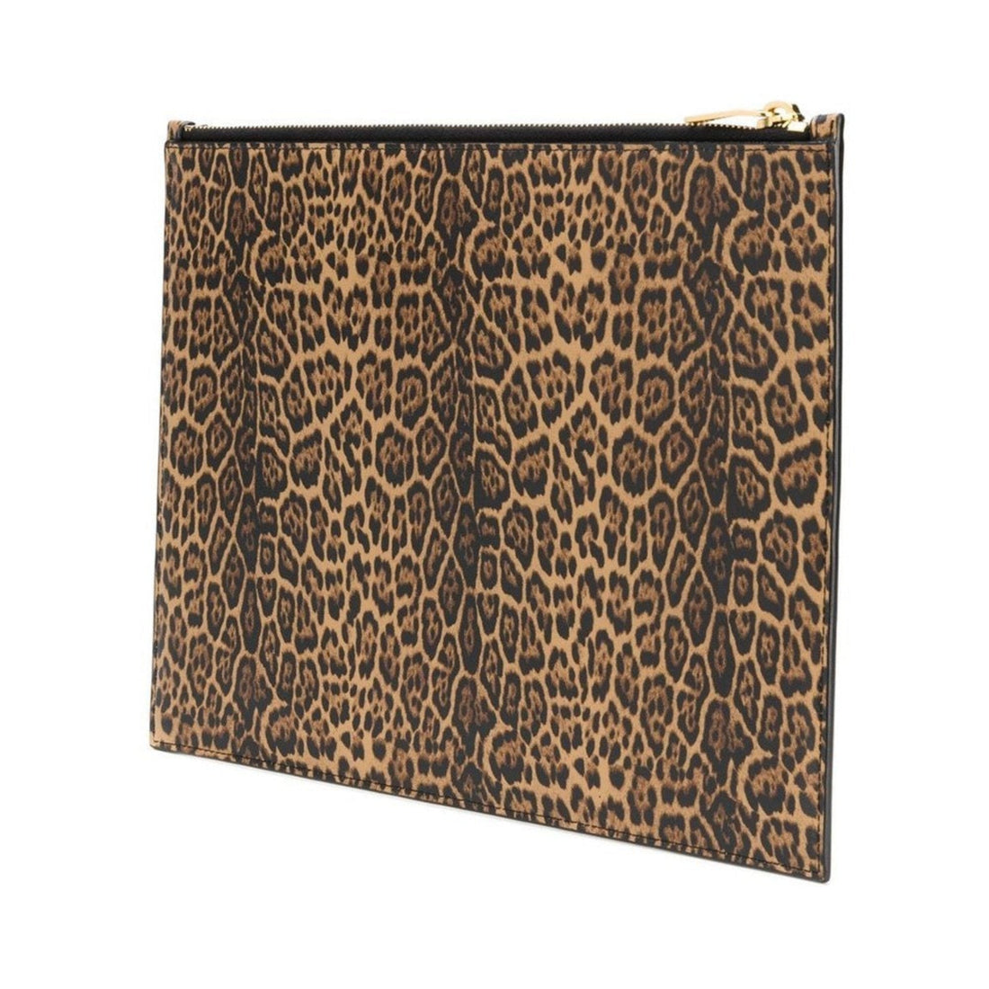 Saint Laurent Leopard Printed Calfskin Leather Large Pouch - Handbags
