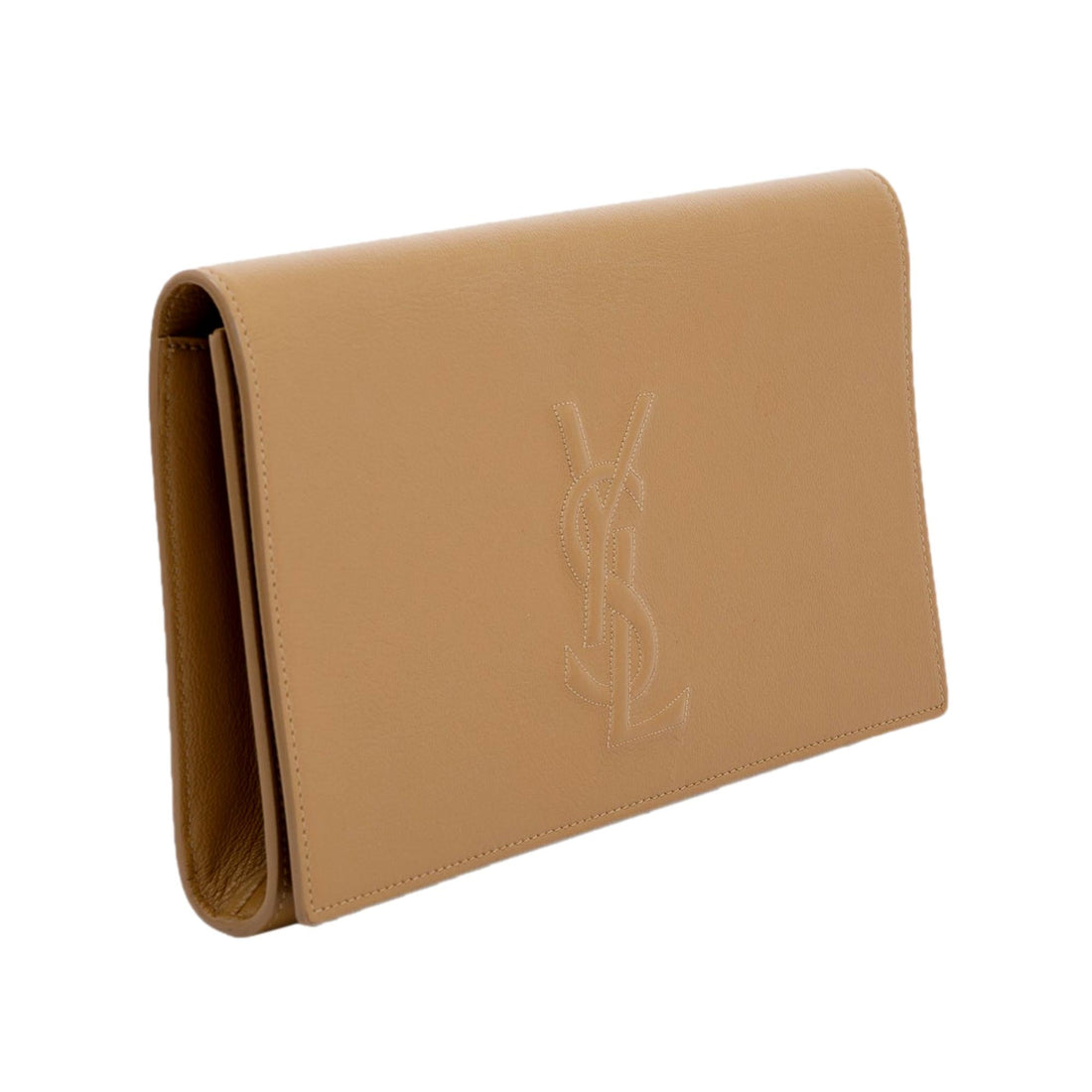 Saint Laurent YSL Belle de Jour Beige Leather Large Clutch Bag - Handbags