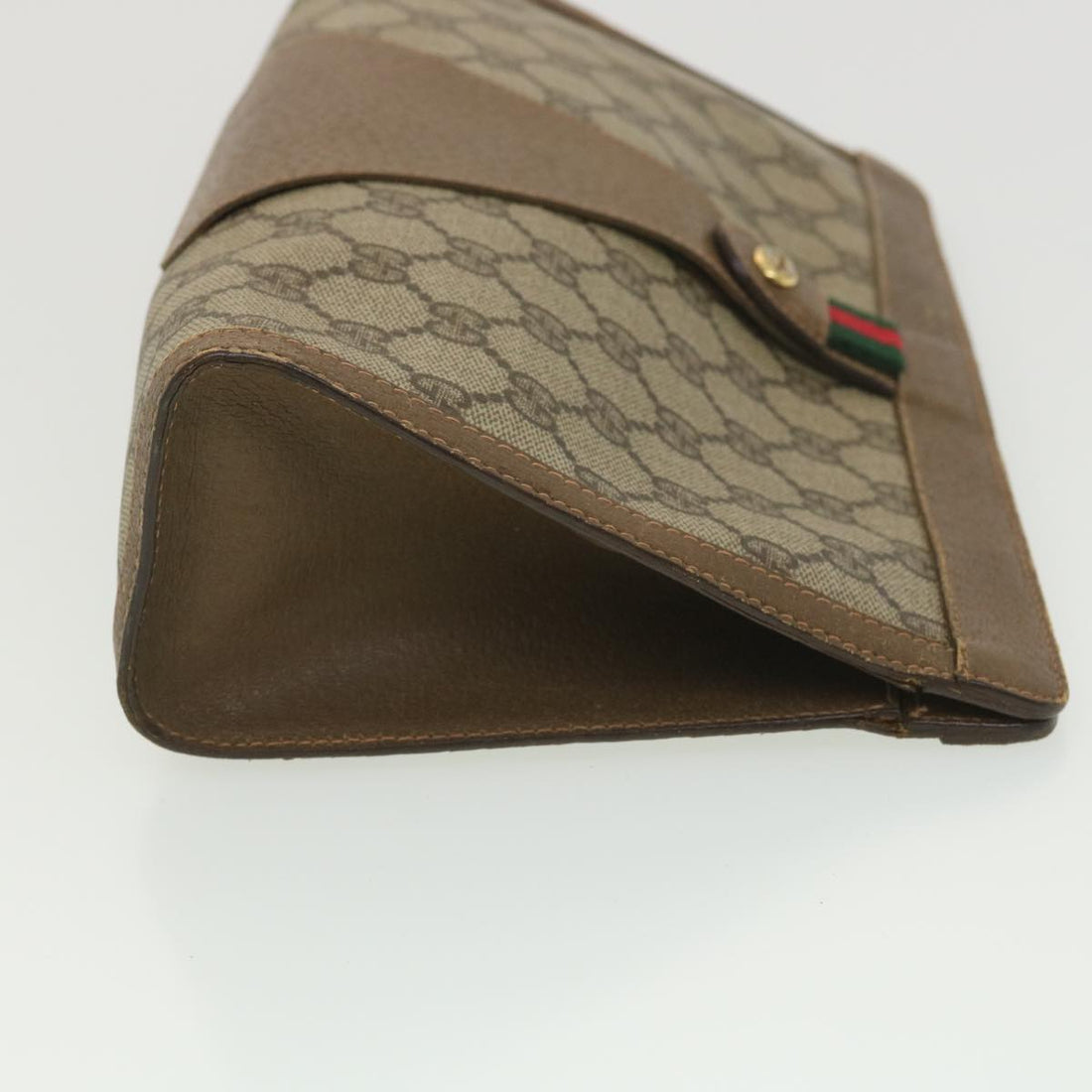 GUCCI GG Canvas Web Sherry Line Clutch Bag Beige Red Green 89 01 033  th3487 - Gucci