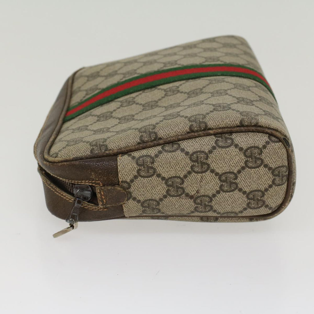 GUCCI GG Canvas Web Sherry Line Clutch Bag Beige Red 27004998  th3783 - Gucci