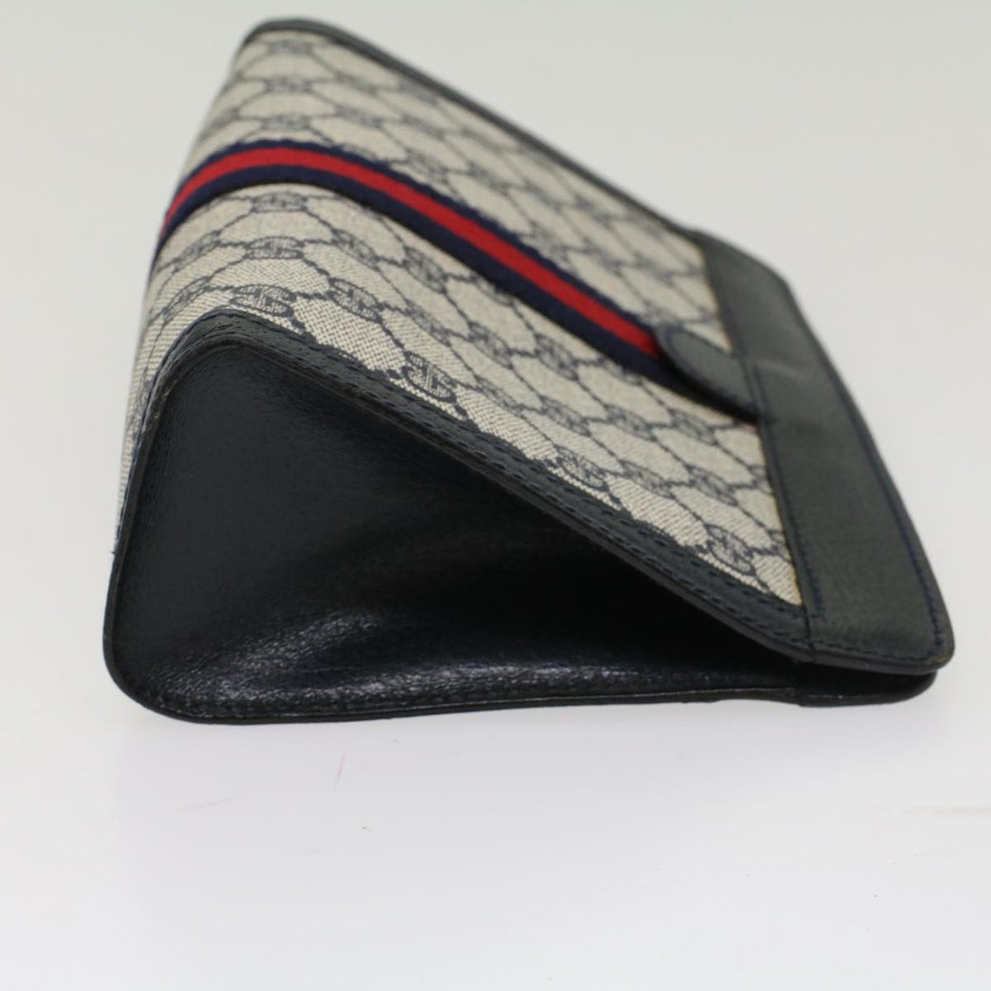 GUCCI GG Canvas Sherry Line Clutch Bag PVC Leather Gray Red Navy  th3819 - Gucci
