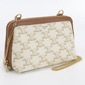 CELINE CE80655 Clutch with chain Triomphe canvas Shoulder PVC  White Women - Bag - 8